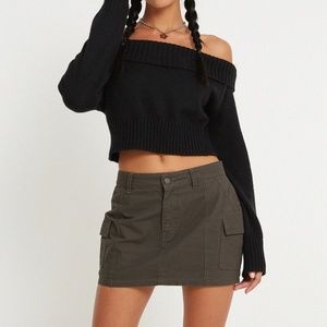 Low rise cargo mini skirt Panama dark grey